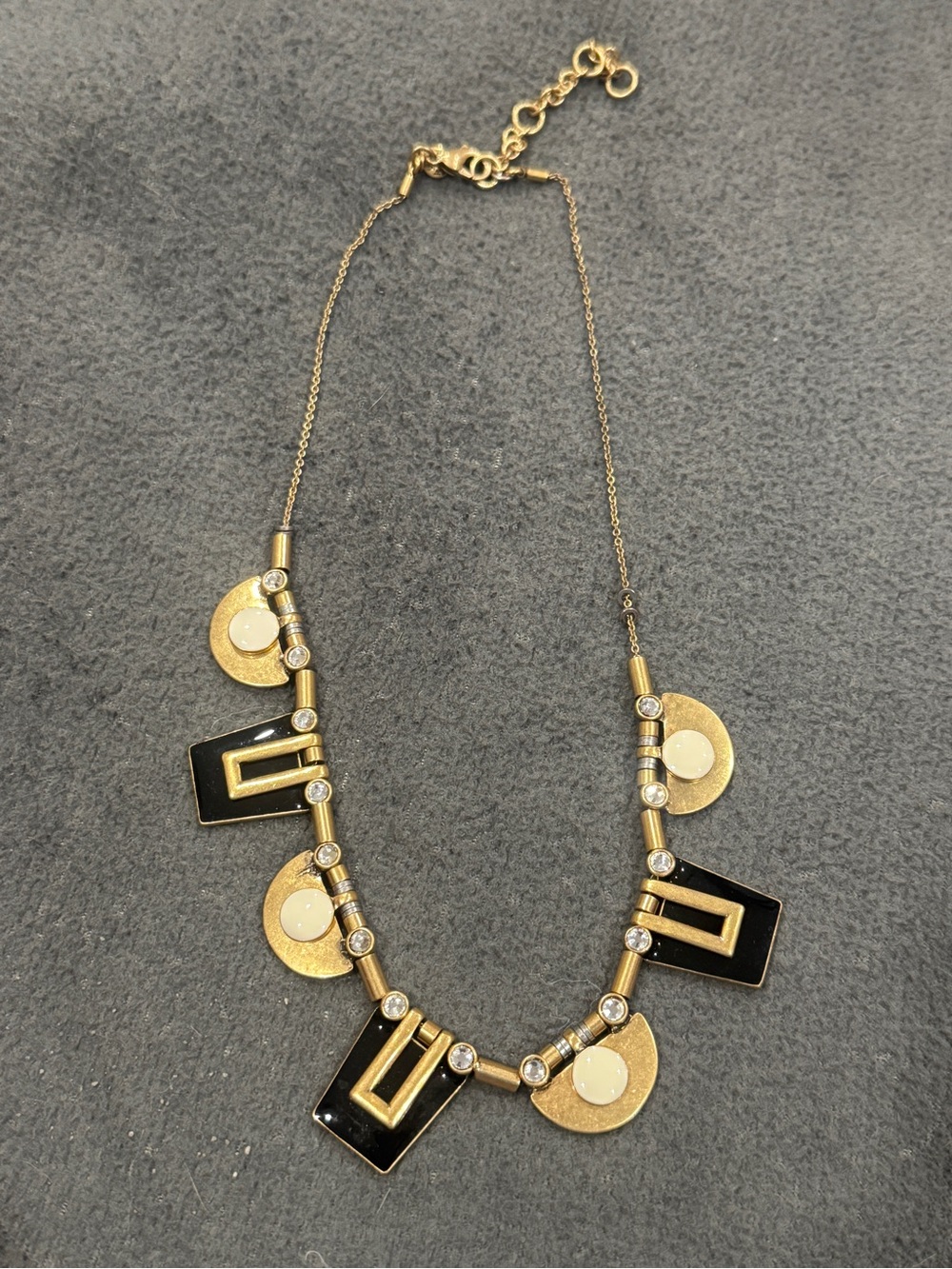 J. Crew Gold-tone Necklace with Black and Cream Geometric Accents